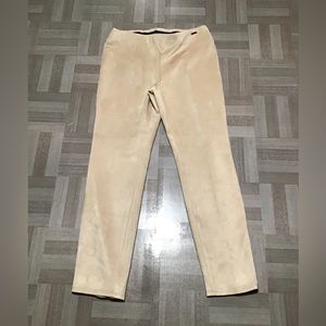 -TAHARI khaki slim suede like pants. Small